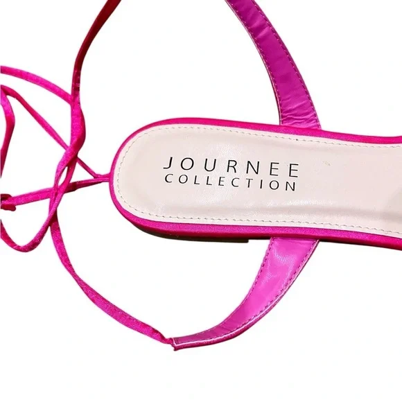 Nwot Journee Collection Theia Fuchsia pink Satin Sandals cushioned flat size 11 - Picture 13 of 15